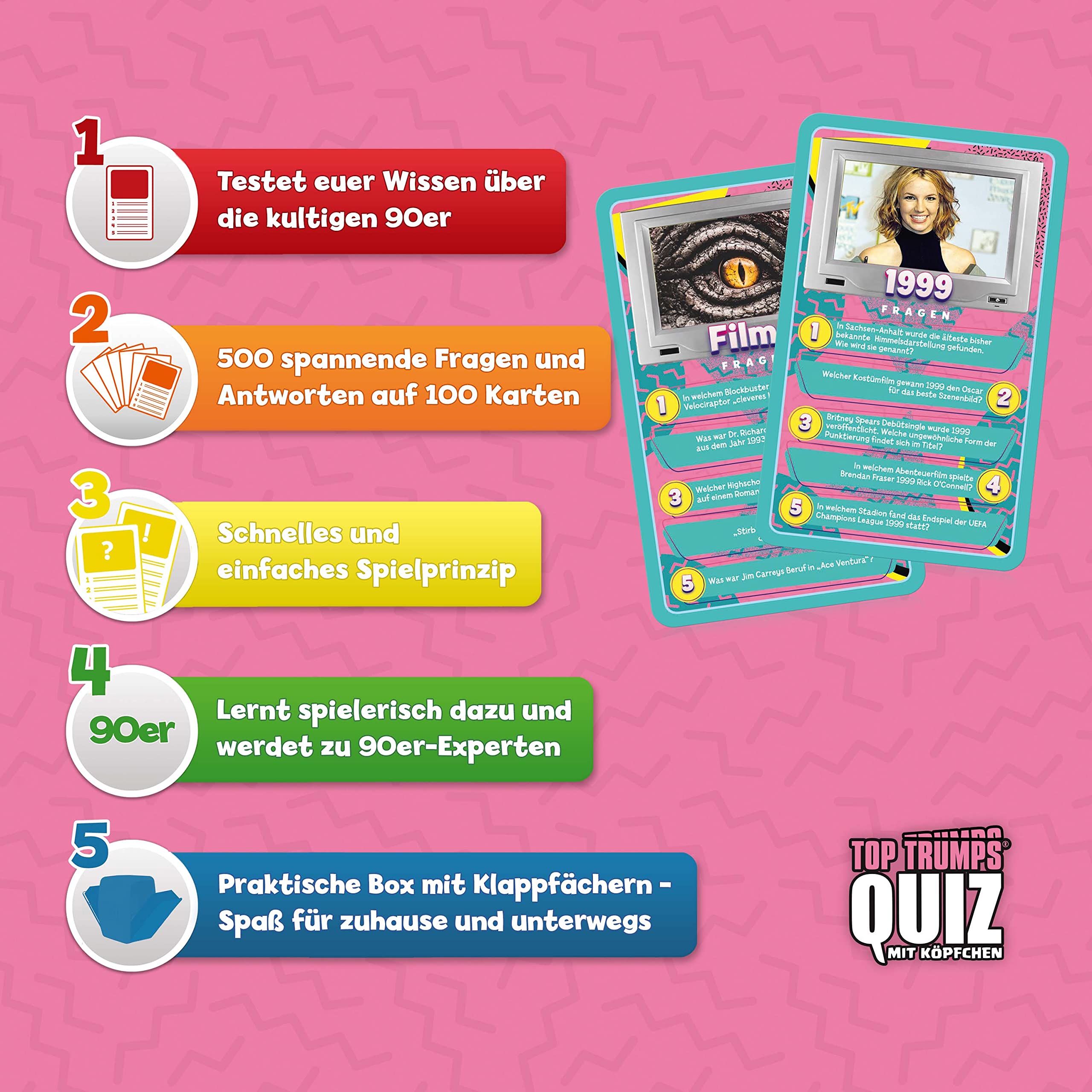 Winning Moves Top Trumps Quiz 90er Kartenspiel 100 Karten