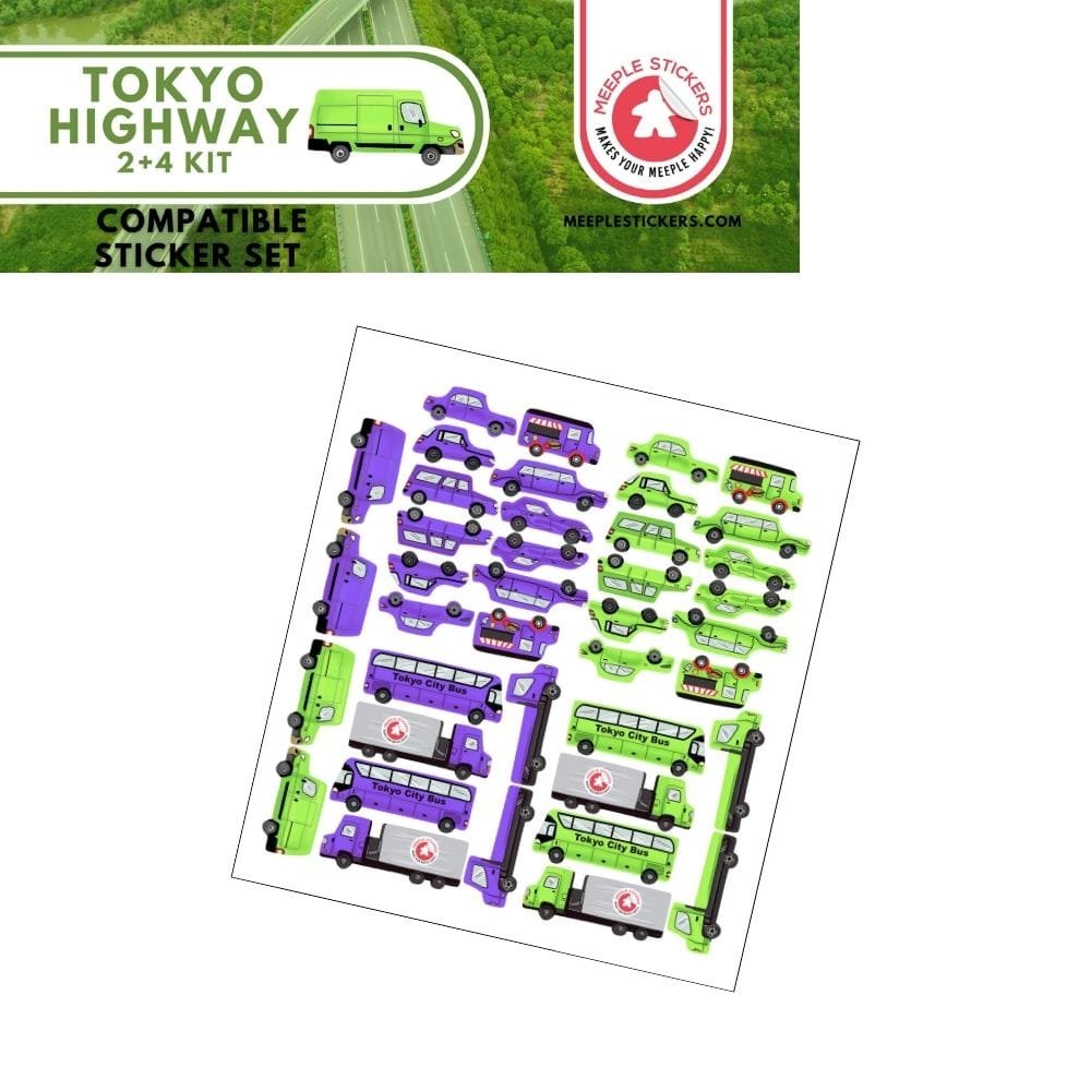Meeple Sticker Tokyo Highway 2+4 Kit Sticker Set Autos beidseitig