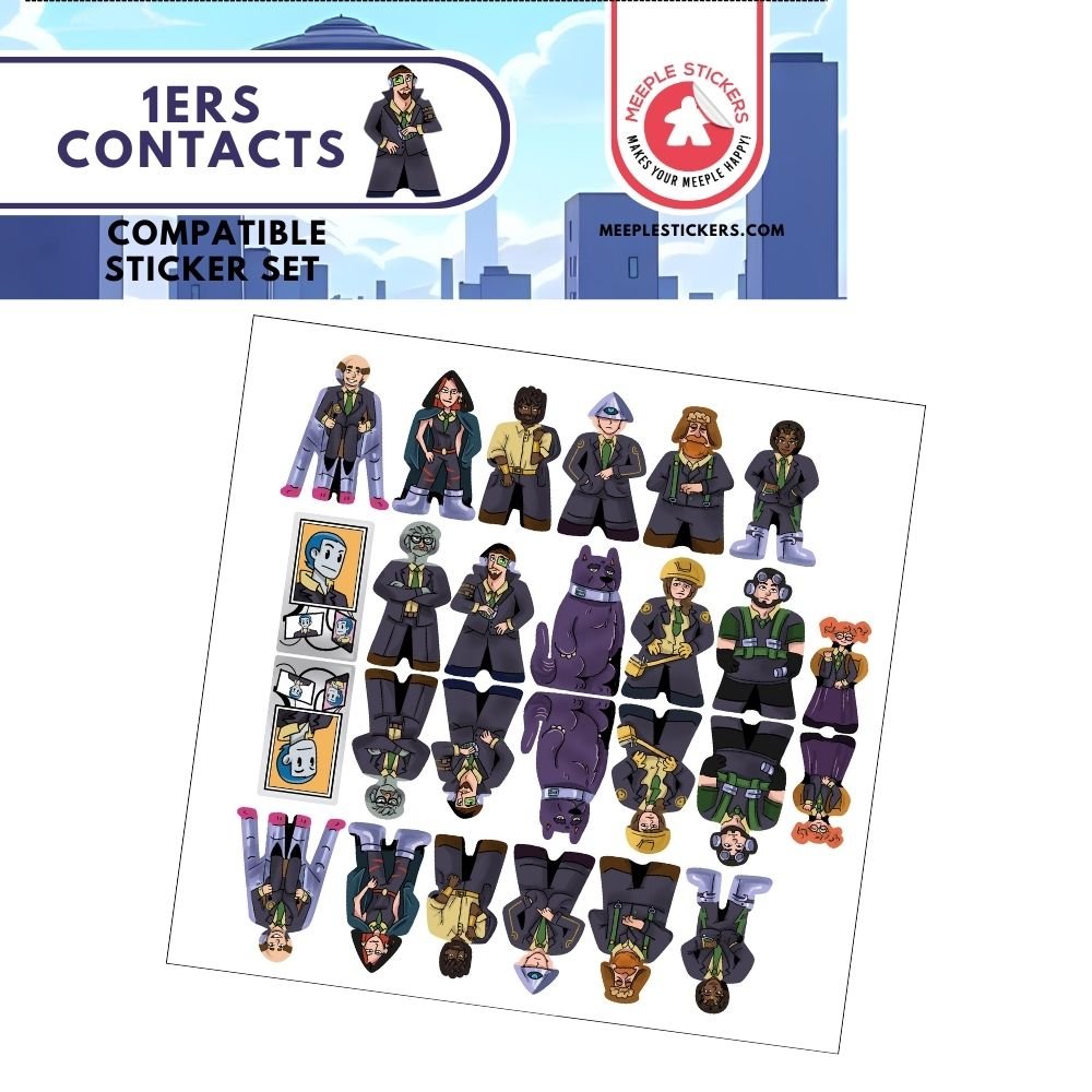 Meeple Sticker 1ers Contacts Sticker Set Meeple Aufkleber Agenten