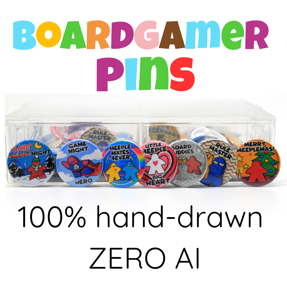 Meeple Sticker Board Game Pins Anstecker 32 mm handillustriert