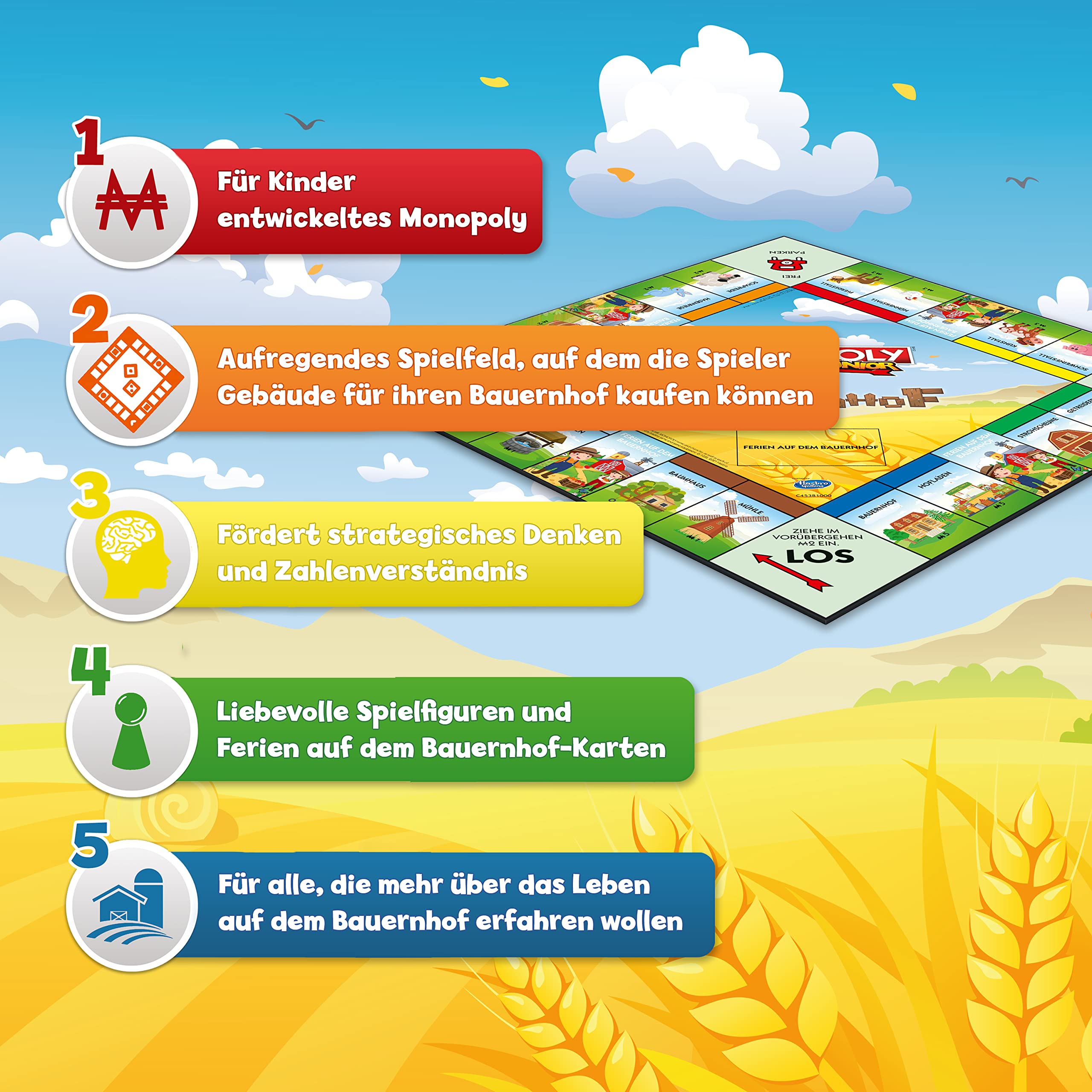 Winning Moves Monopoly Junior Mein Bauernhof Brettspiel ab 5 Jahren