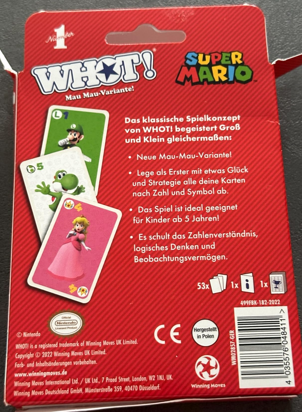 Winning Moves WHOT! Super Mario Kartenspiel ab 5 Jahren Reise