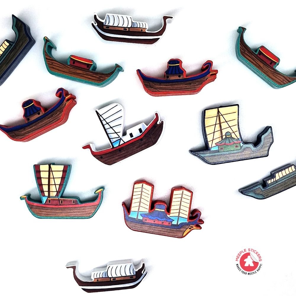Meeple Sticker River of Gold Sticker Set Boote Händler