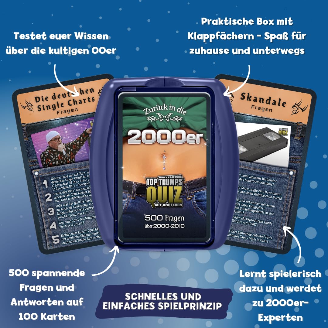 Winning Moves TOP TRUMPS QUIZ 2000er Kartenspiel 500 Fragen