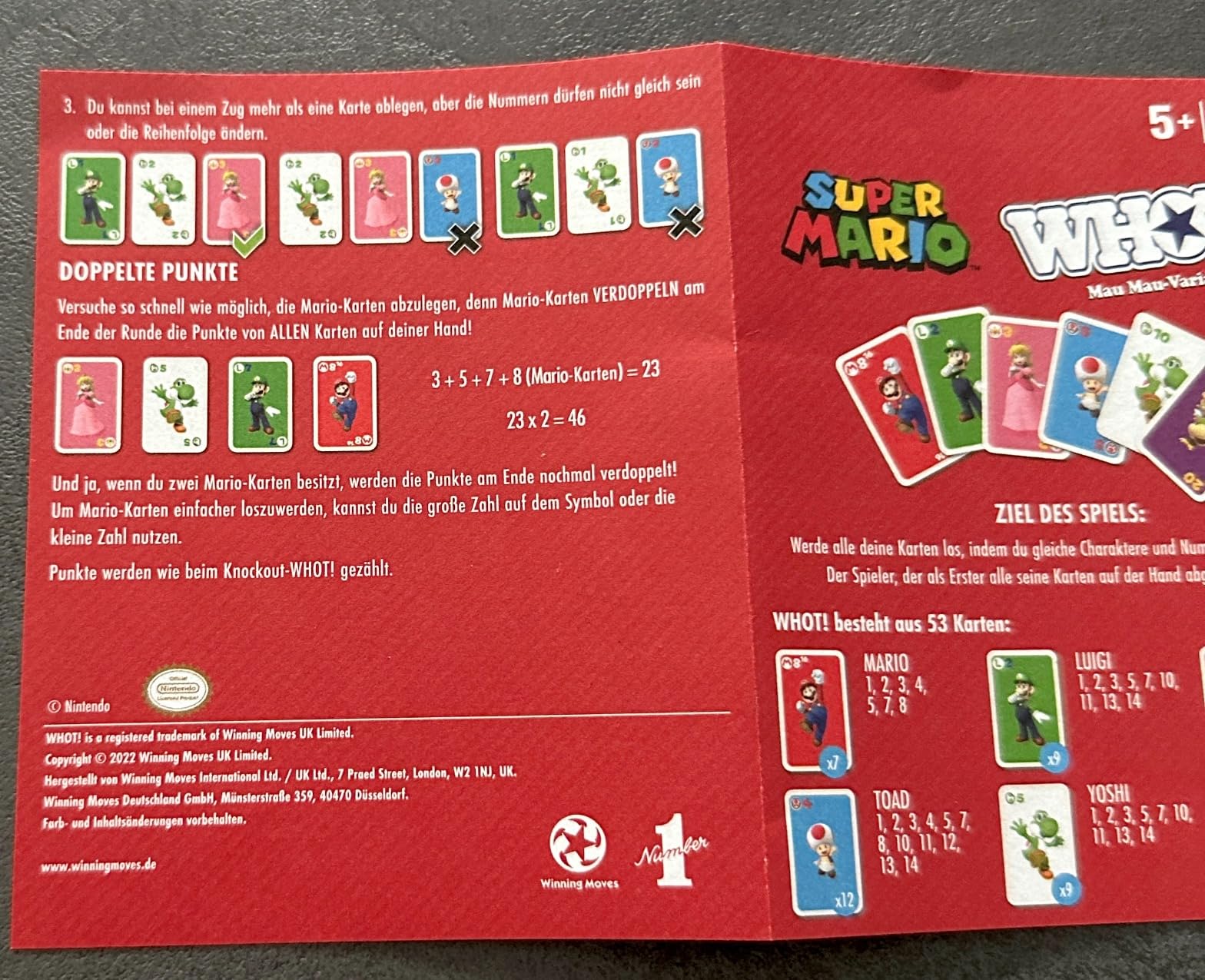 Winning Moves WHOT! Super Mario Kartenspiel ab 5 Jahren Reise