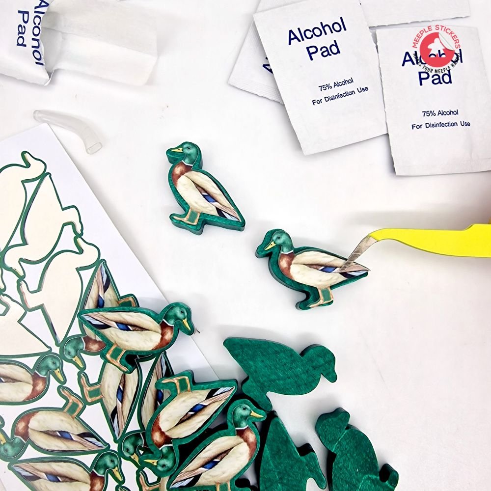 Meeple Sticker StickEasy Kit Zubehör Pinzette Alkoholtücher