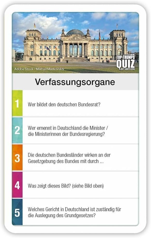 Top Trumps Quiz Deutschland Kartenspiel 100 Karten ab 8 Jahren