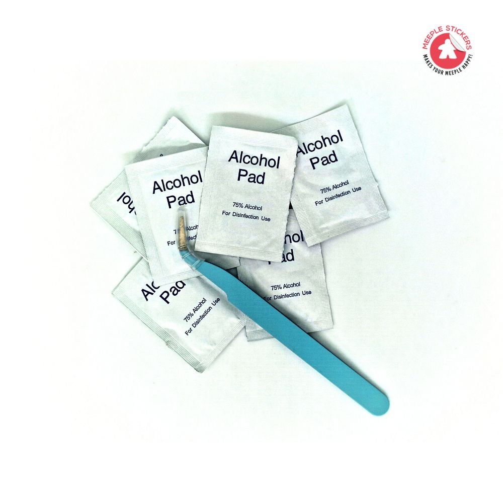 Meeple Sticker StickEasy Kit Zubehör Pinzette Alkoholtücher