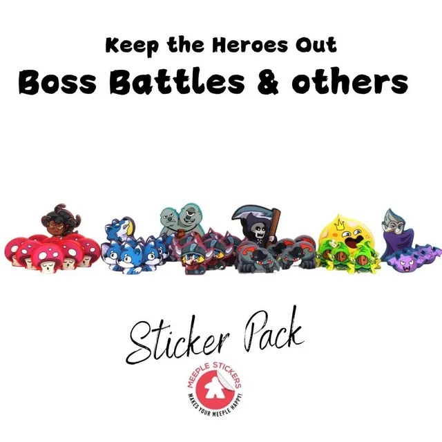 Meeple Sticker Keep Heroes Out Boss Battles Aufkleber Set
