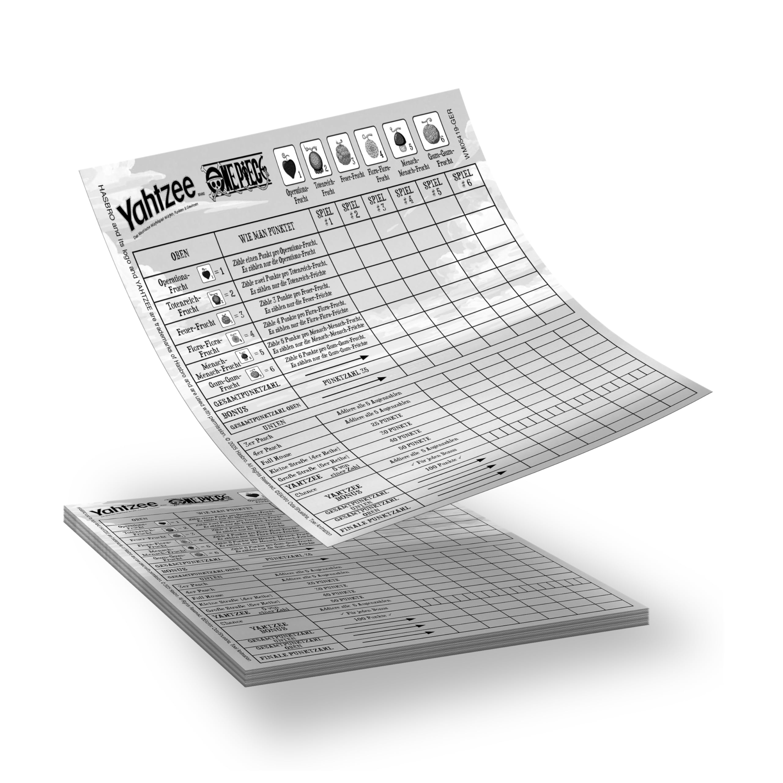 Winning Moves Yahtzee One Piece Edition Würfelspiel Becher