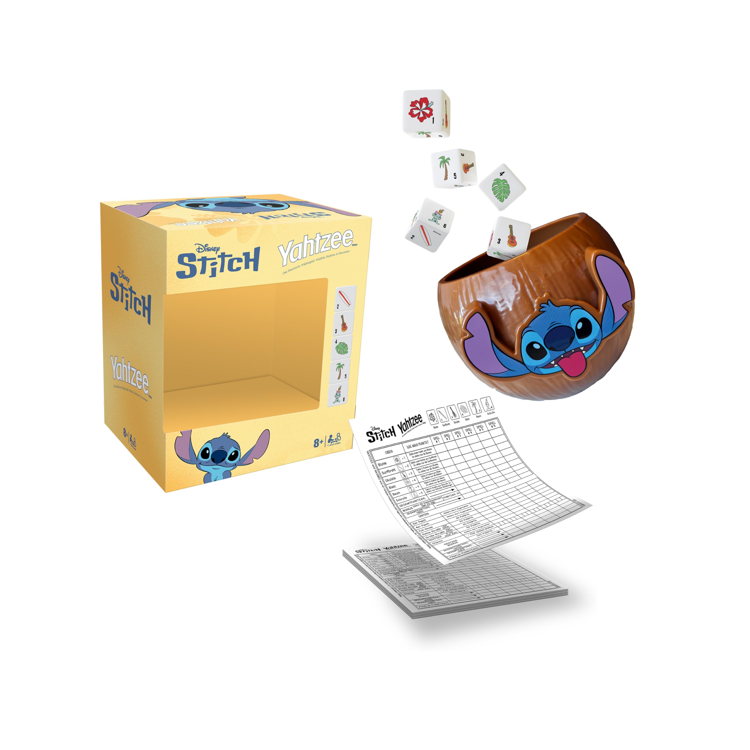 Winning Moves Yahtzee Stitch Würfelspiel Kokosnuss-Becher