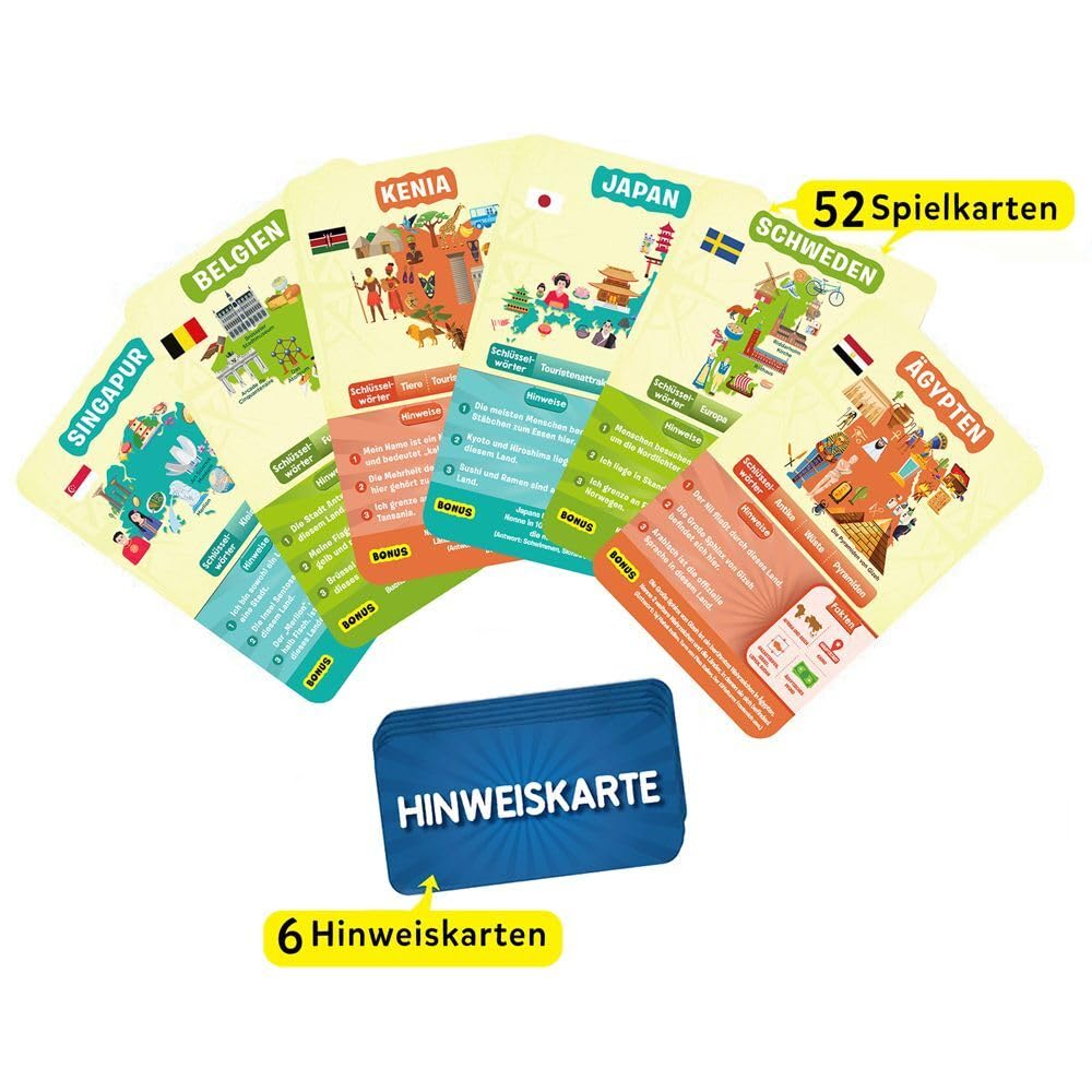HCM Kinzel 10 Mal darfst du raten Länder der Welt Kartenspiel 2-6 Spieler
