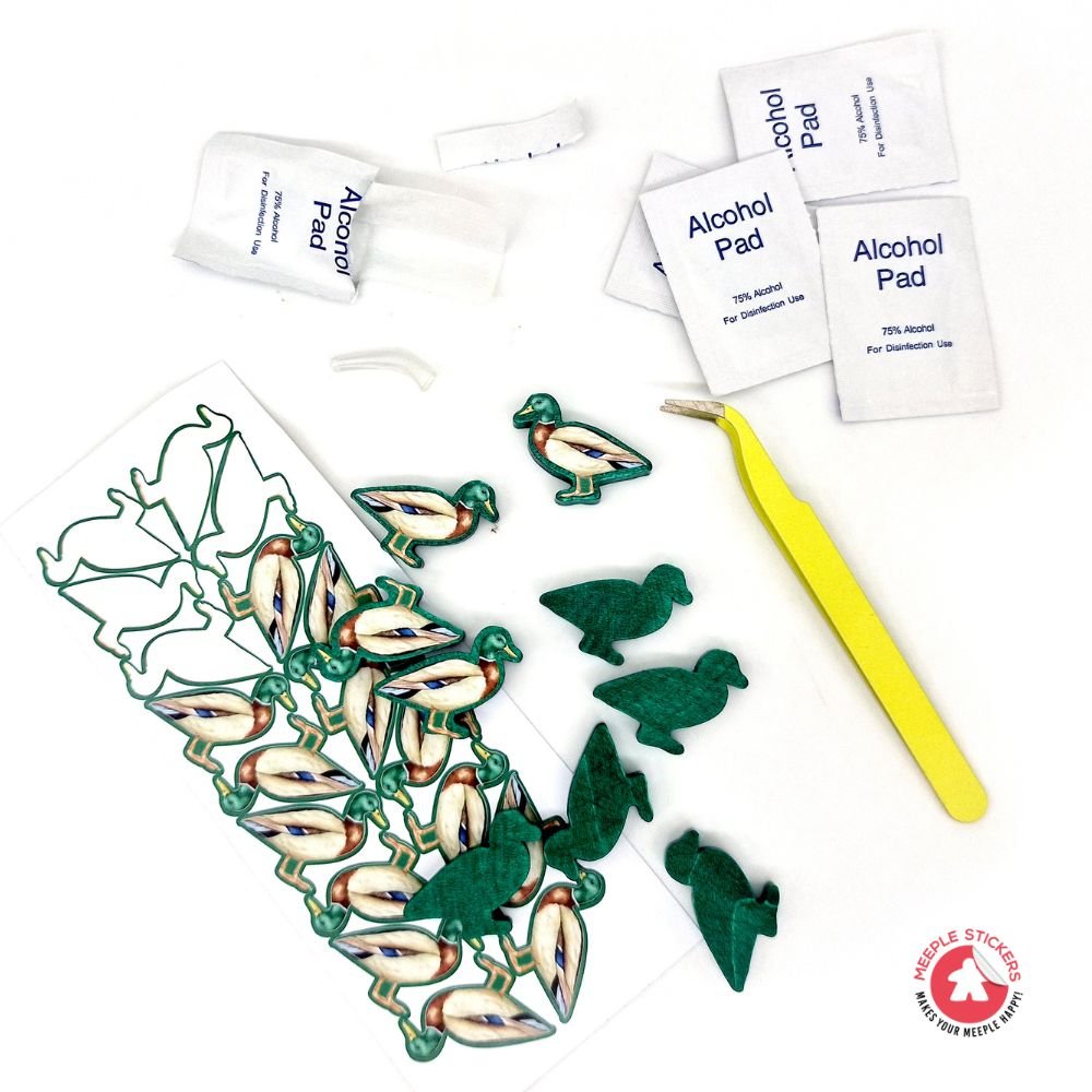 Meeple Sticker StickEasy Kit Zubehör Pinzette Alkoholtücher
