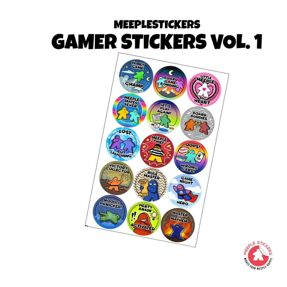 Meeple Sticker Gamer Stickers Vol. 1 Sticker Set Vinyl