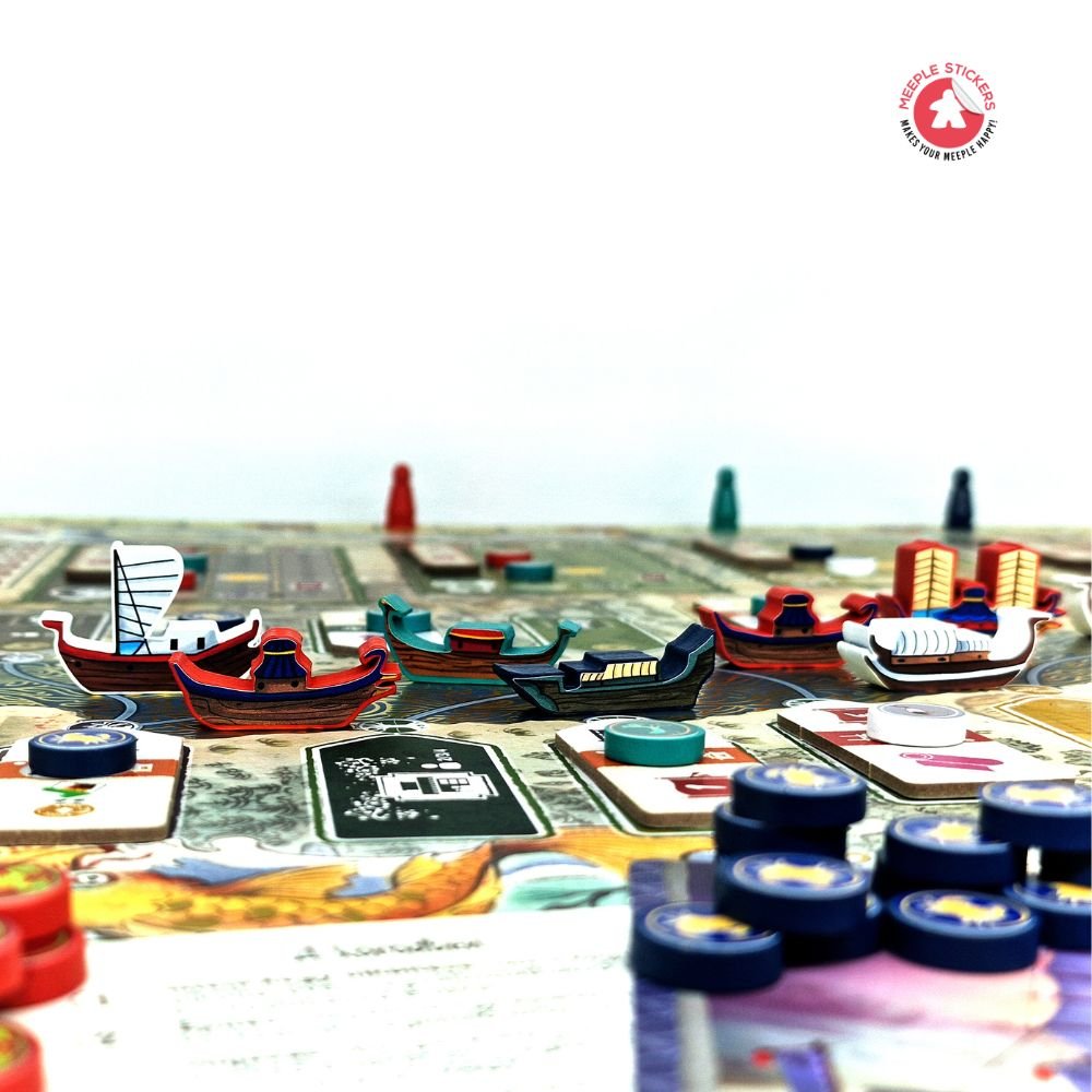 Meeple Sticker River of Gold Sticker Set Boote Händler