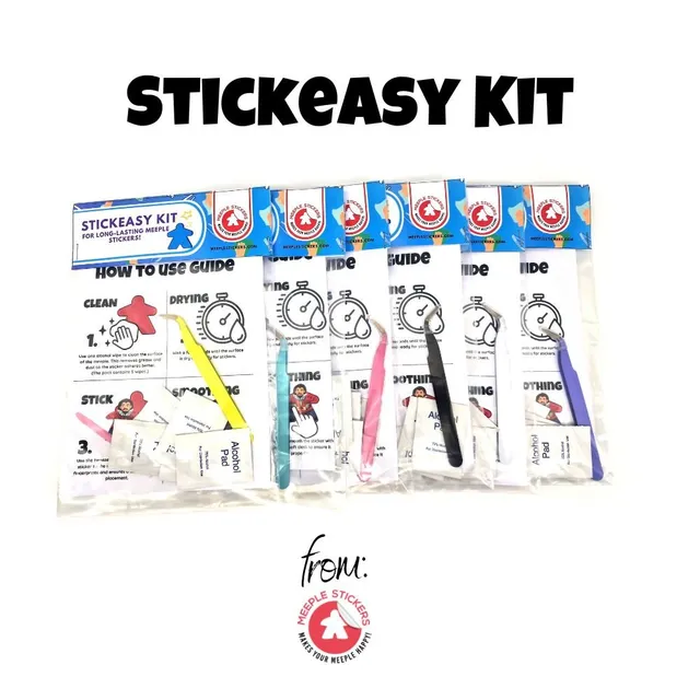 Meeple Sticker StickEasy Kit Zubehör Pinzette Alkoholtücher