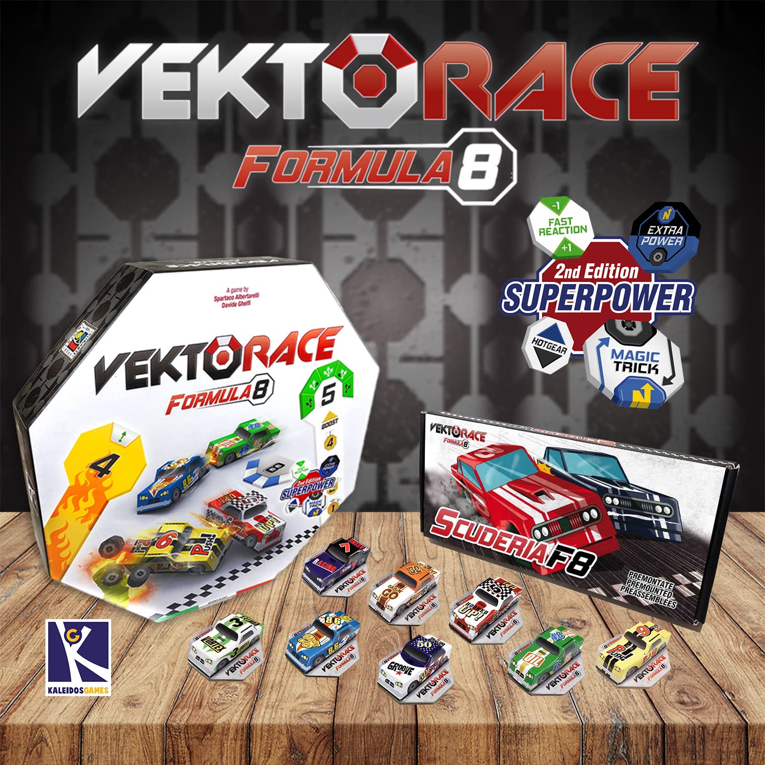 KaleidosGames VektoRace Autorennspiel Brettspiel Rennwagen
