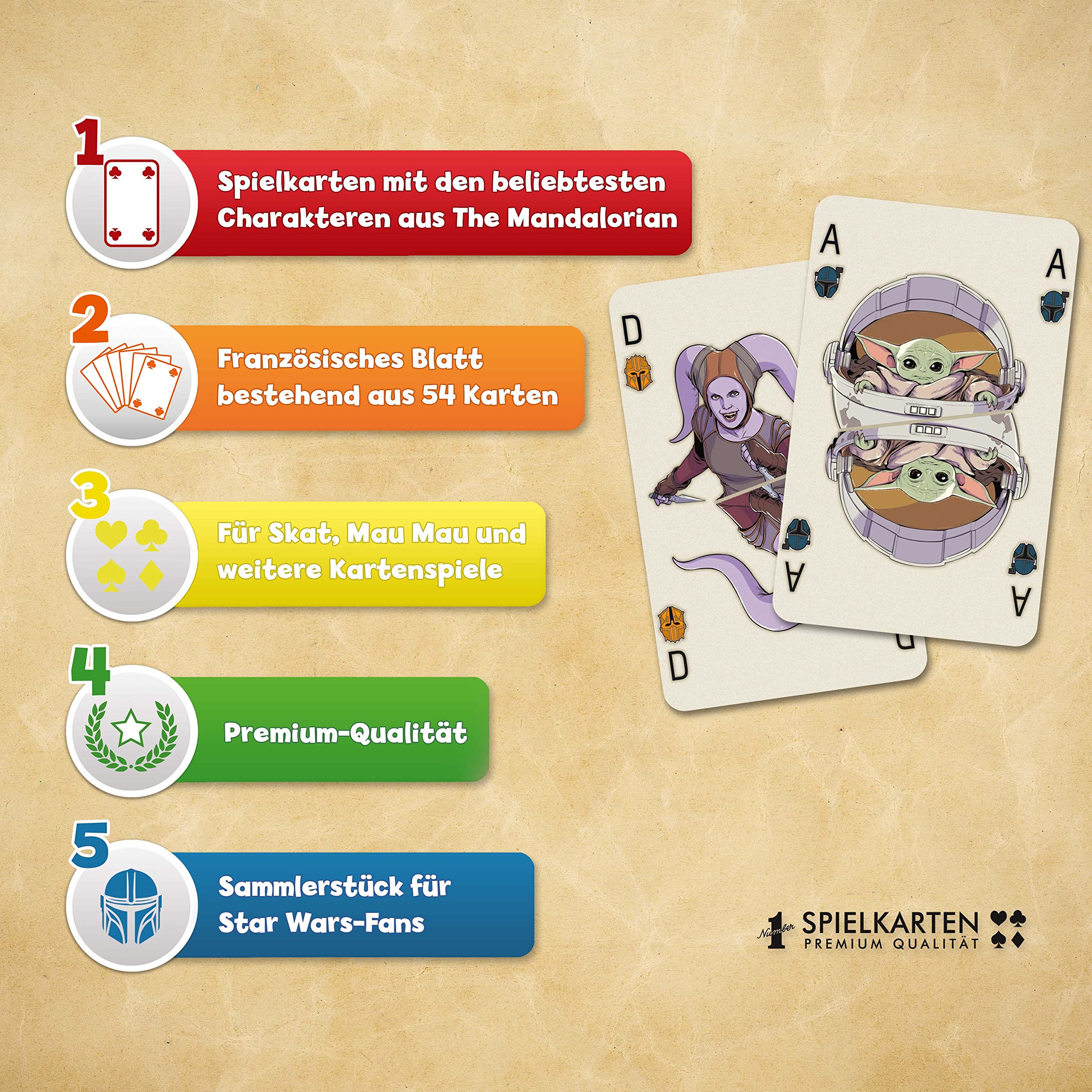 Winning Moves Number 1 Spielkarten Mandalorian Baby Yoda 54 Karten